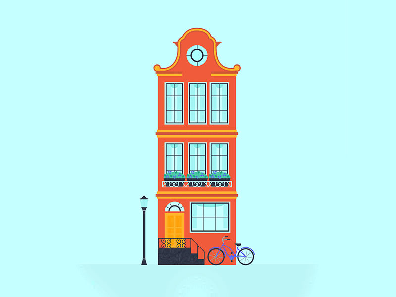 Amsterdam house ae after effects animation bike dutch flat house illustration mograph motion graph motion graphics netherlands vector