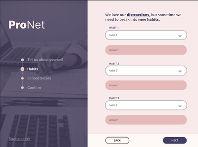 ProNet Sign Up Page ui