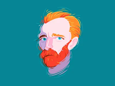 Van Gogh illustration impressionism portrait van gogh vector