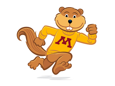 Goldy Gopher athletics college gopher illustration logo mascot running sports vector