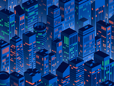 Night Skyline city illustration isometric lights night skyline urban vector