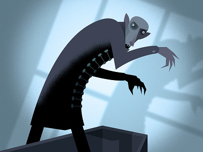 Nosferatu caricature coffin dracula halloween monster shadows spooky vampire vector vector illustration