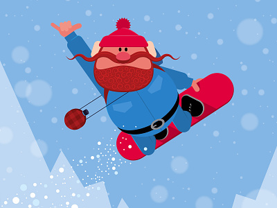 Yukon Cornelius beard character christmas illustration mountains rudolph snow snowboard vector