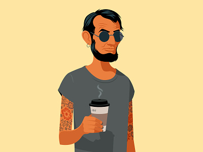 Abe caricature character design coffee coffee shop illustration lincoln portrait president vector