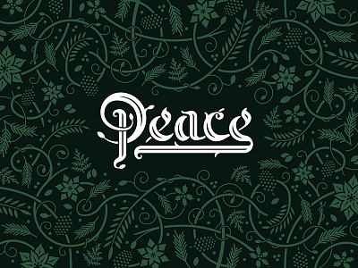 Peace holidays lettering peace script