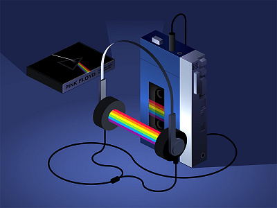 Pink Floyd cassette pink floyd vector walkman