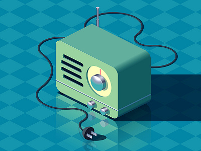 Vintage Radio isometric illustration radio vector vintage