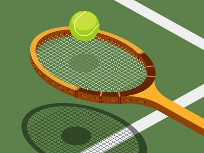 tennis illustration isometric racket shadow sports sun tennis tennis ball vector