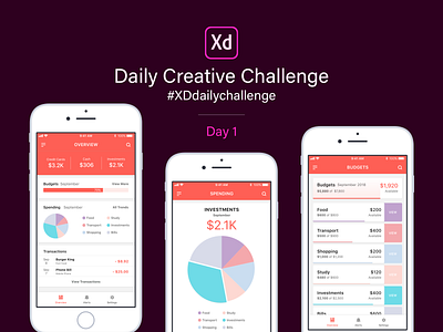 XD Daily Creative Challenge - Day 1 adobexd app finance madewithadobexd xddailychallenge