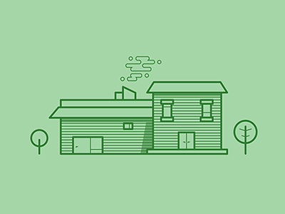 veri personal cabin chimney design flat forest green home house illustrator personal trees vector