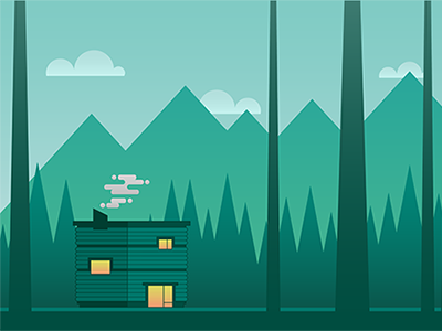 Cabin in the Woods cabin chimney design flat foreground game home illustrator parallax platformer vector woods