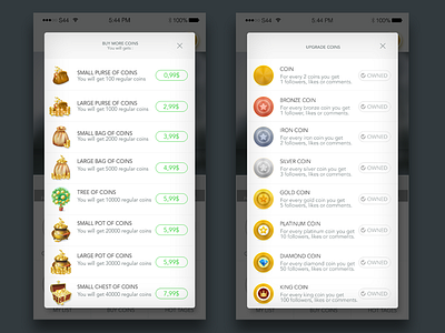 Coins Upgrade buy coins coin mobile design rewards