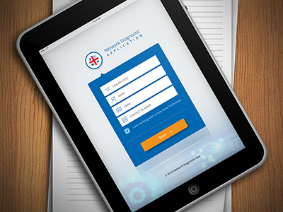 Login Screen For Network Diagnostic App application diagnostic login mobile network sign up