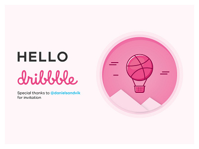 Hello Dribbble! airballoon debut dribbble firsrtshort happy invitation thanks