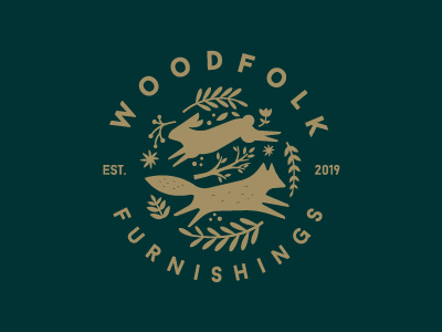 Woodfolk 2 debut design fox icon illustration logo rabbits vector