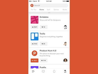 Product Hunt app concept dribbble ios ph product hunt startup trello