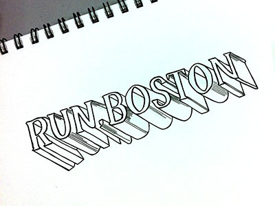 Run, Boston hand drawn type hand lettering lettering