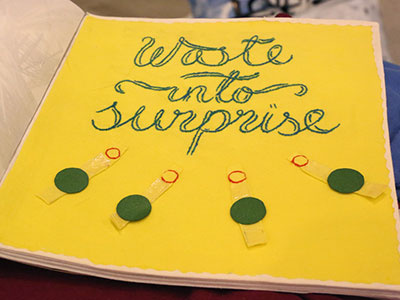 Waste into surprise cloth hand drawn type hand lettering lettering mix media sewing