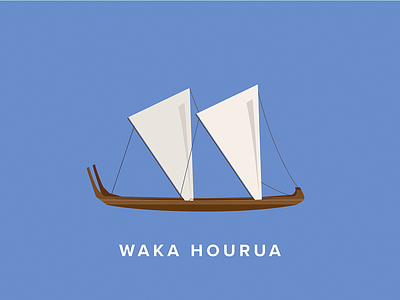 Waka Hourua Icon art flat icon illustration maori new zealand vector waka