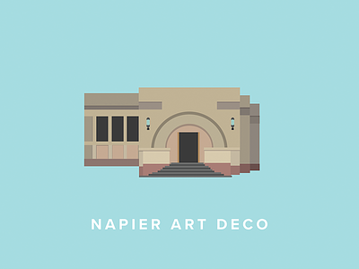 Napier Art Deco Building Icon art art deco flat icon illustration napier new zealand vector