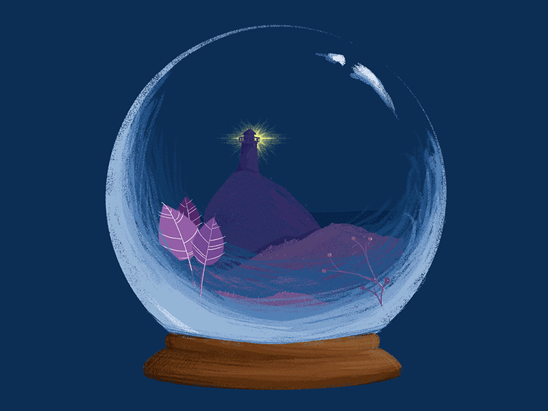 snow globe animation darkness design globe illustraion lighthouse loop loop animation photoshop sea snow water