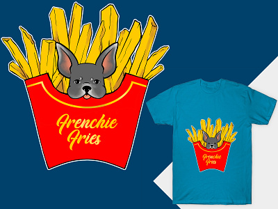 Frenchie Fries t-shirt art cute dog french bulldog french fries frenchie illustration shirt design tshirt tshirt art