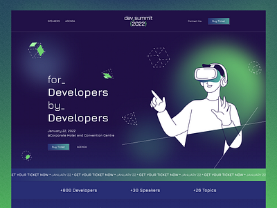 Dev Summit 2022 - Web Design ar artificial reality conference developers devsummit geometric landing page mongolia summit tech virtual reality vr web design