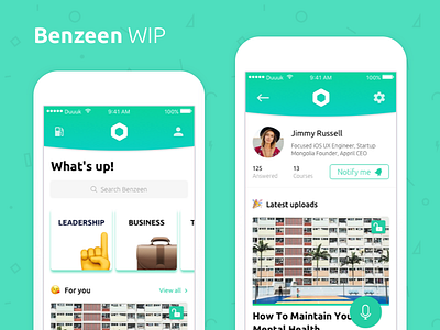 Benzeen App Redesign app benzeen entrepreneur home mentorship mobile mongolia profile redesign