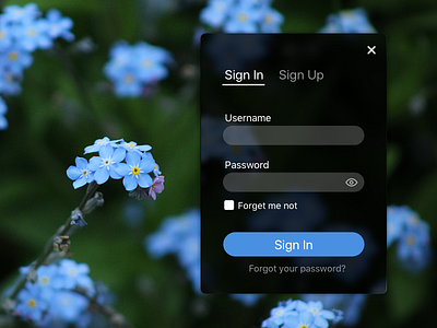#DailyUI 1 / Sign up daily ui dailyui flower forget me not sign sign in sign up www.dailyui.co