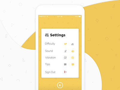 #DailyUI 6 / Settings daily ui dailyui difficulty game option settings setup www.dailyui.co yellow