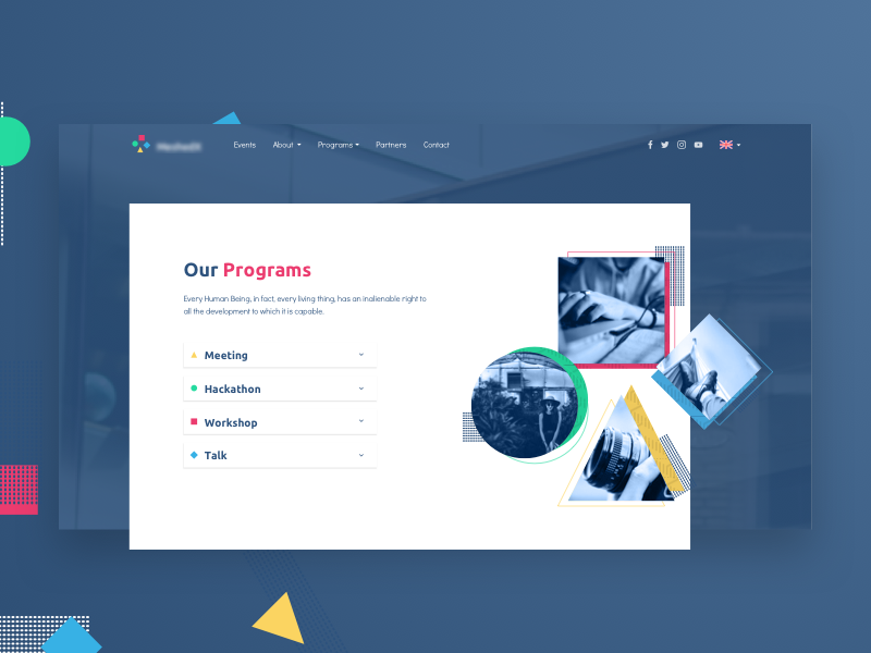 Startup Accelerator Web Design Proposal – Home/Programs startup start up accelerator shapes colors proposal events hackathon calendar programs seed company