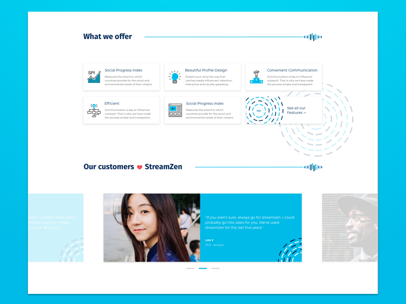 Media Outreach Landing Page – Features & Testimonials blue mongolia testimonials features social media product outreach media marketing landing page exposure