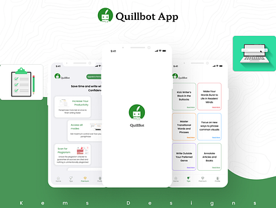 Quillbot Mobile App animation app artificial intelligence branding design graphic design illustration logo motion graphics paraphrasing tool ui ux