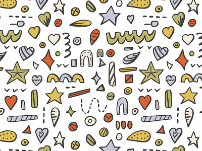 Seamless pattern of hand drawn geometric shapes