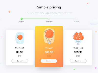 Pricing Page Interface design ui web design