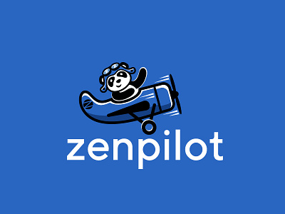 ZenPilot blue fun logo panda pilot plane