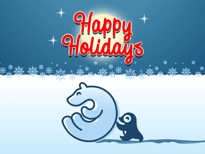 HAPPY HOLIDAYS... dribbbbblesss bear fun gif penguin