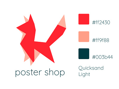 Poster shop logo design branding fox graphic design logo origami visual