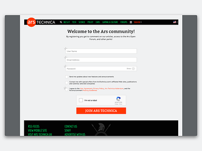 Daily UI 001 : Sign Up ars technica dailyui sign up signup