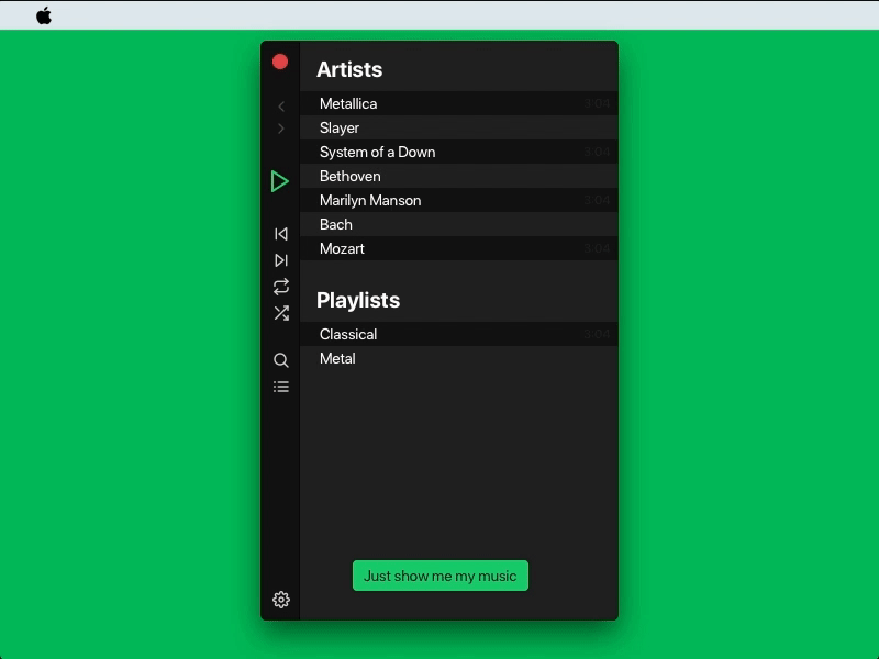 DailyUI 009 : Music Player framer macos mac music player player music dailyui