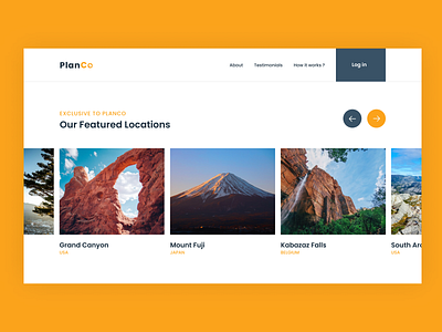 PlanCo - Featured Location Page branding design ui