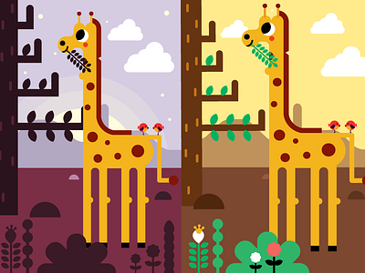 Giraffe africa animal book children design flat giraffe illustration