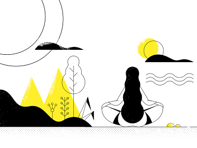 Meditation calm flat geometry illustration meditation nature woman