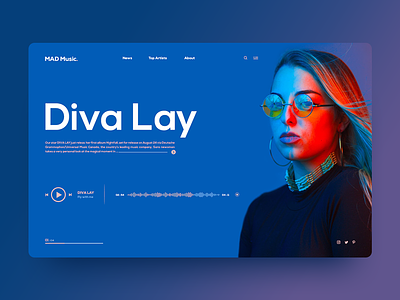 MAD Music | Artist Page concept blue-red dancing-happy-fun music-artist-art neon-gradient-duo song-dance ui-ux-landing-page