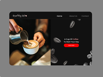 Dark Theme : A Cup Of Coffee To Start Your Day app branding design figma illustration landing page logo mov typography ui ux vector warm up web web design weekly warm up