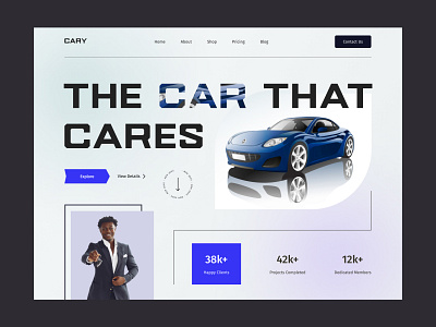 Car Header Section branding design illustration landing page ui visual design web design website design