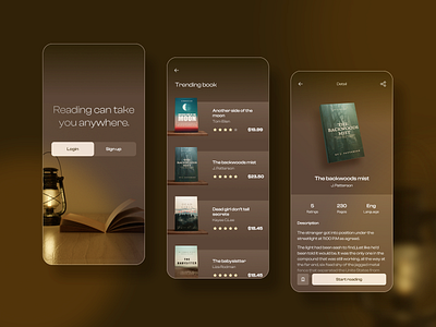 Book reading app 3d app design book reading c4d story app ui