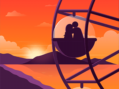 Ferris Wheel animation ferris wheel illustration lover sunset