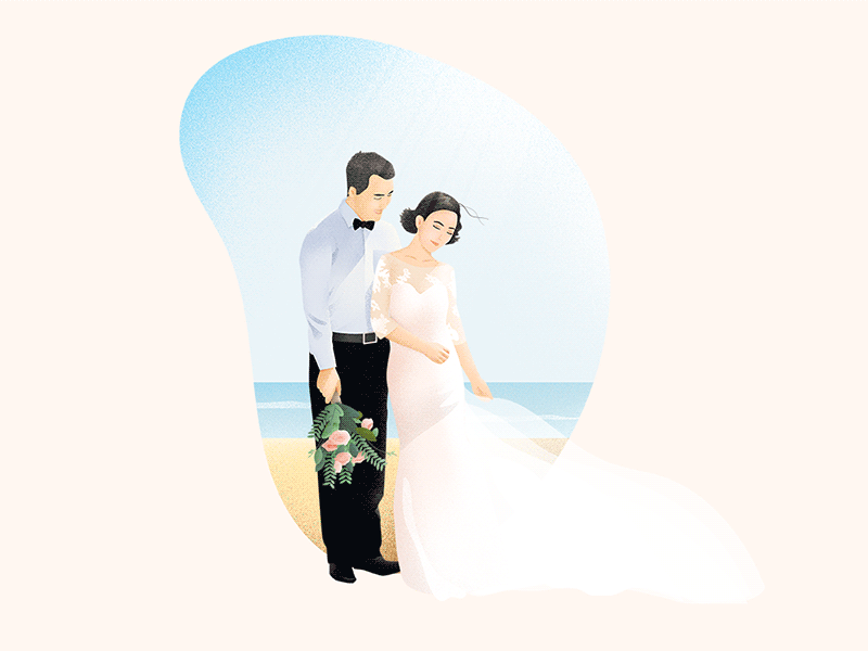 Wedding beach illustration wedding