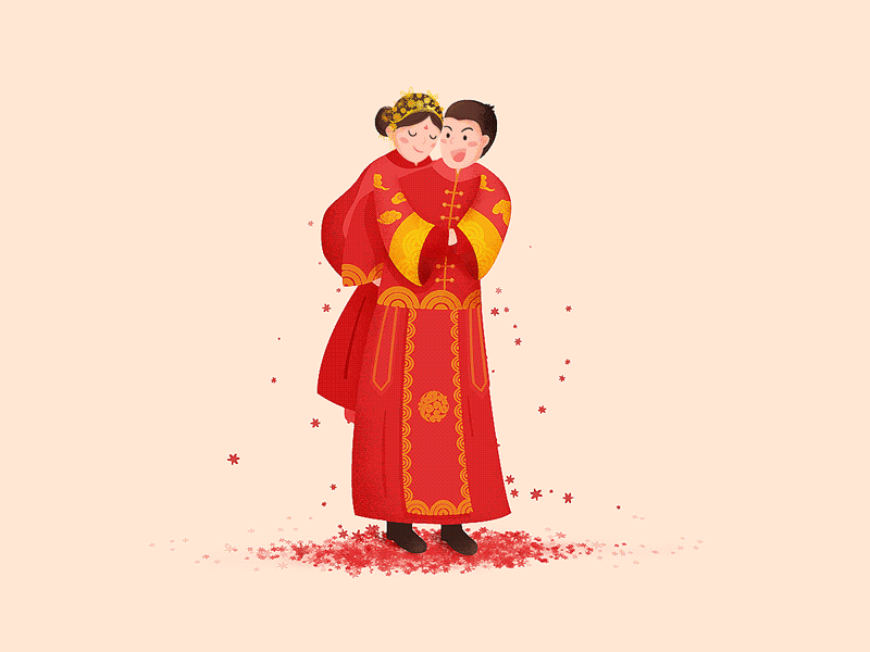 Traditional Chinese wedding animation bride chinese illustration tradition wedding
